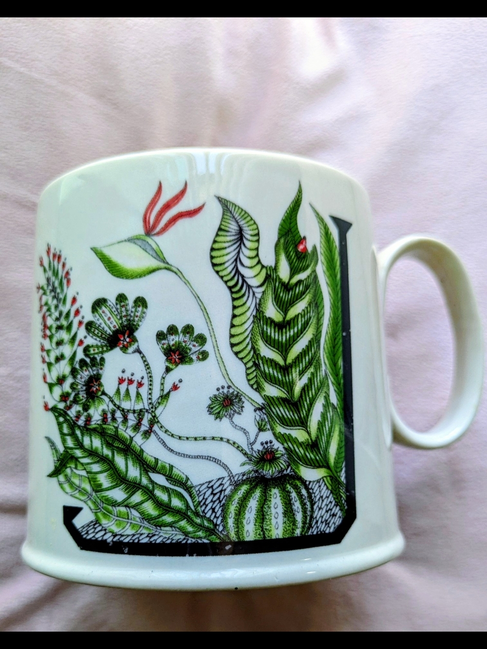 Florence Balducci for Anthropologie Initial Monogram J Jungle Mug Floral